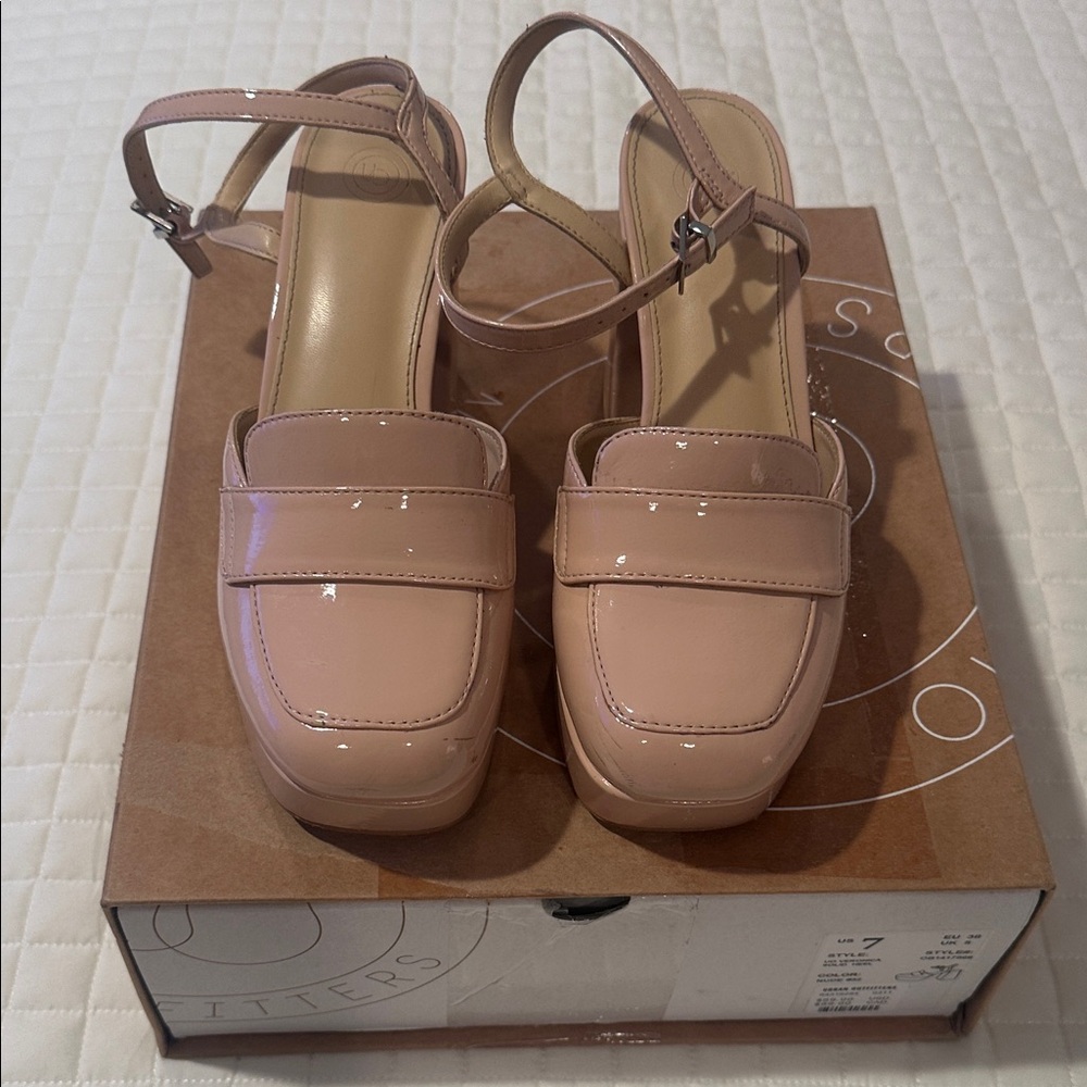 Urban Outfitters Nude Patent Leather Heels worn one time